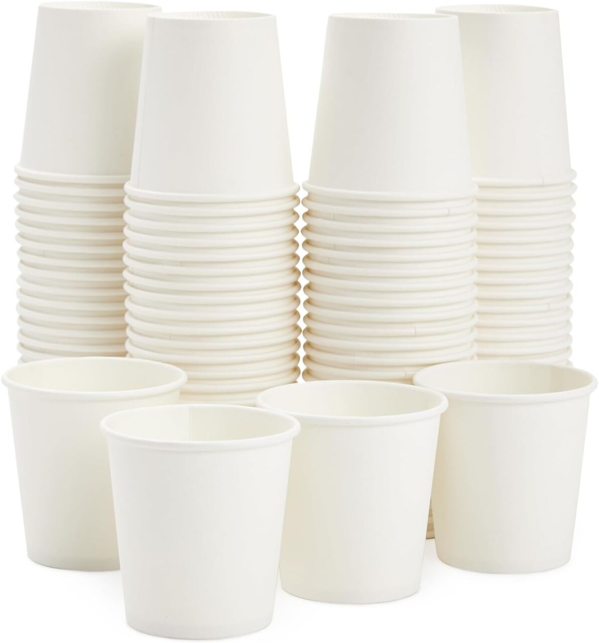 100 Pack 4 Oz Mini Disposable Paper Cups for Espresso, Mouthwash, Tea, Coffee - Plain White - Disposable Coffee Cups with Lids